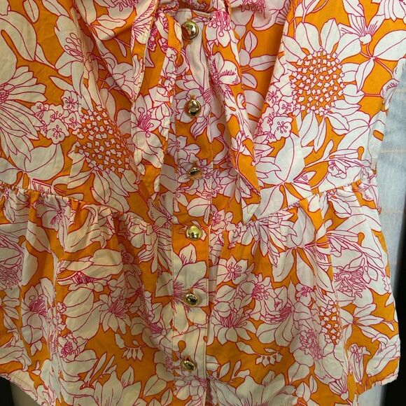 J.Crew Tie-front button-up peplum top in floral cotton poplin size 10 - Picture 11 of 11